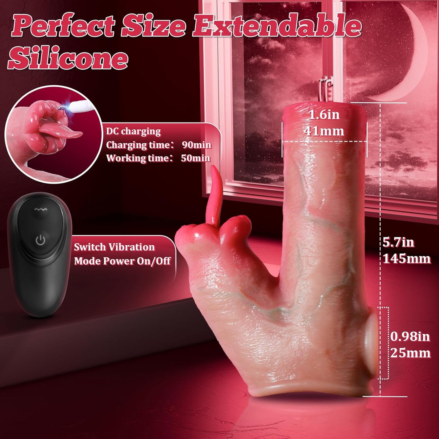 Penis Sleeve Vibrator Cock Ring - Penis Extender Cock Sleeve Delay Ejaculation with Clitoral Stimulator, Remote Control Penis Enlarger Elastic Penis Ring with 10 Vibrating Mode, Male Sex Toys for Men - SinfulX -