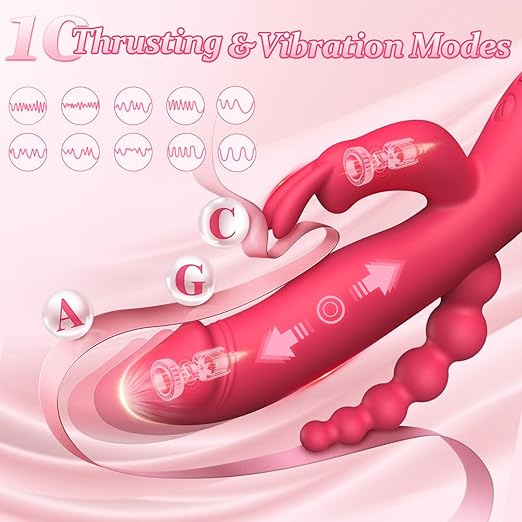 Triple Stimulation Clit & Anal Thrusting Dildo Vibrator