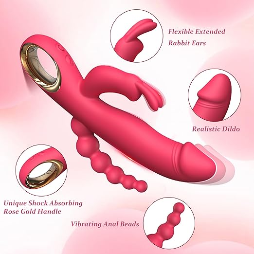 Triple Stimulation Clit & Anal Thrusting Dildo Vibrator