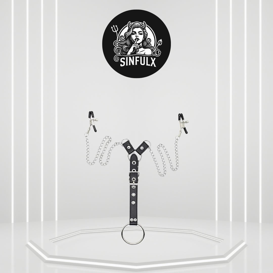 SensationBalance BDSM Nipple Clamps Penis Cage - SinfulX