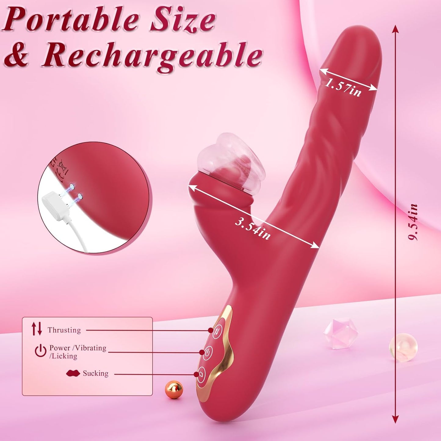 Clitoral Vibrator Thrusting Dildo