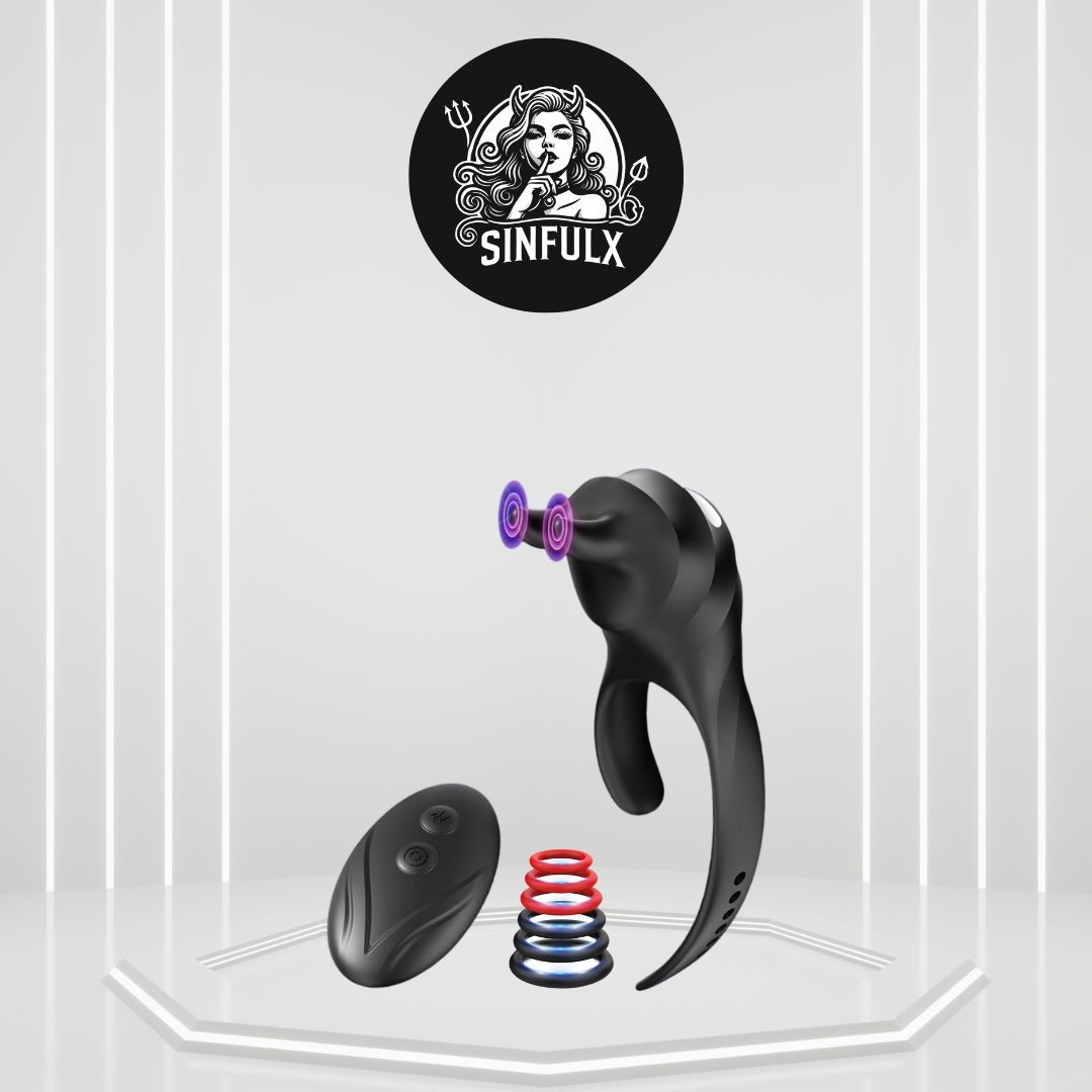 HornedAlpha Intense Vibrations Penis Ring Set - SinfulX