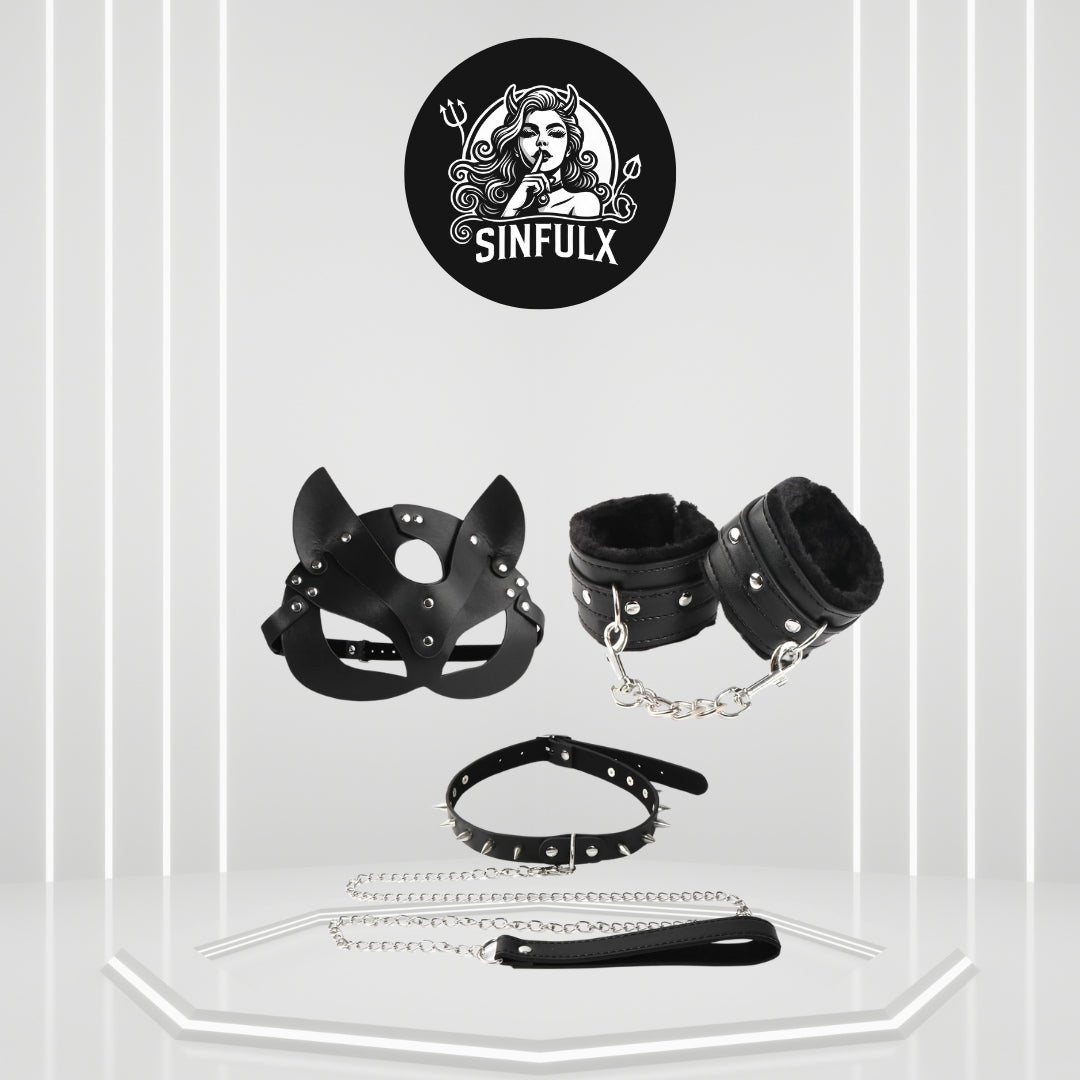 ForePlay BDSM Cat Mask Bondage Sex Restraints Set - SinfulX