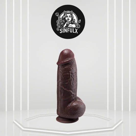 EclipseProbe Extra Thick Ebony Realistic Dildo | 8.46" Dual - Layer Silicone with Suction - SinfulX