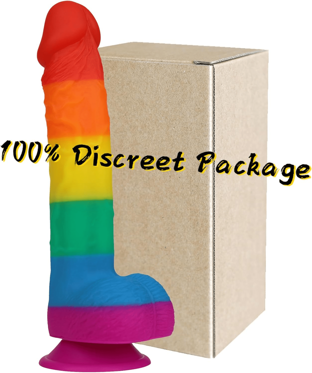 9.3 Inch Realistic Rainbow Dildo Adult Sex Toys Liquid Silicone Material Strong Suction Cup G - Spot Hands - Free Play Long Penis 2 Balls for Vaginal Women Men - SinfulX -