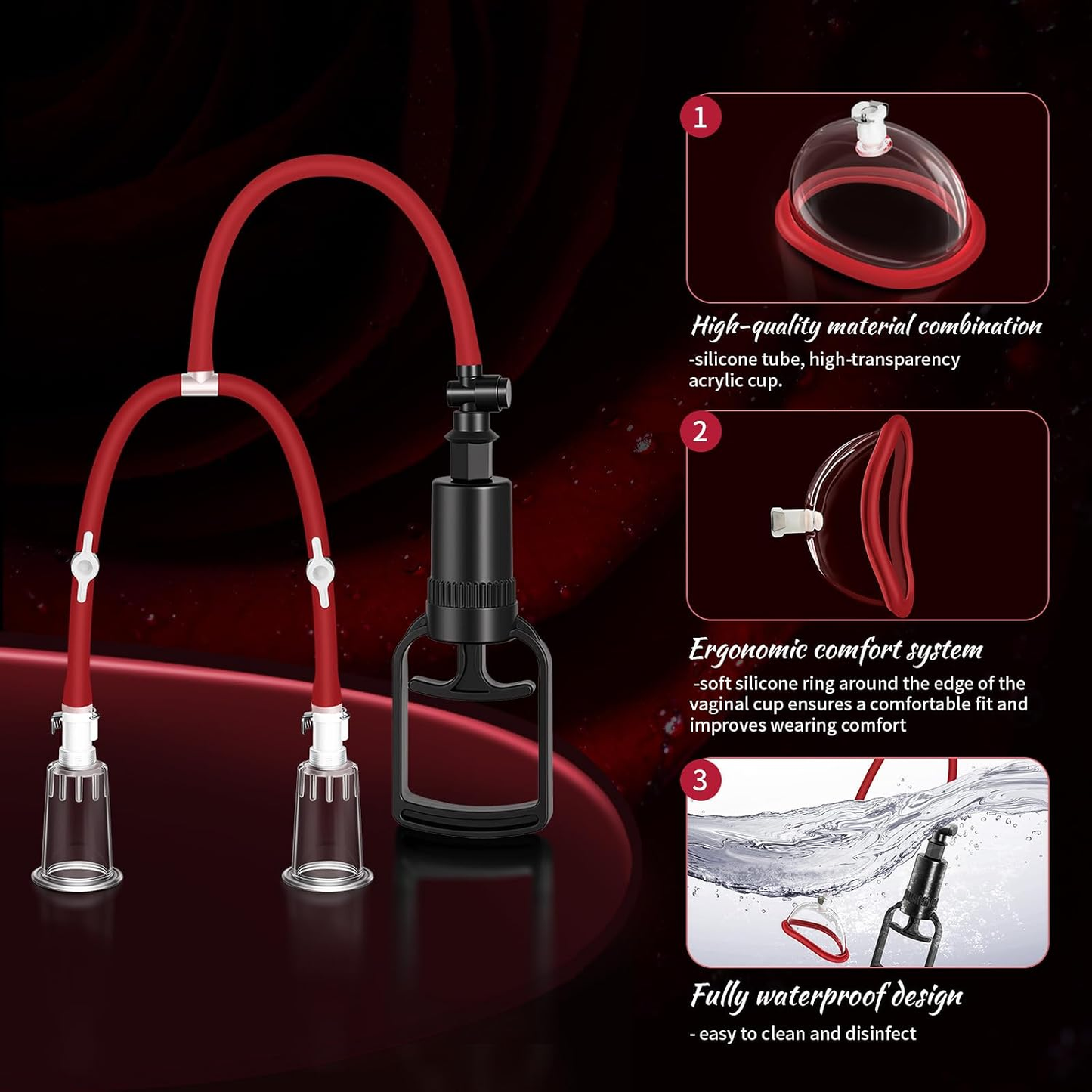 DualOpal Pussy Pump Set | 2 Pussy & 6 Nipple Cups, Dual Valve