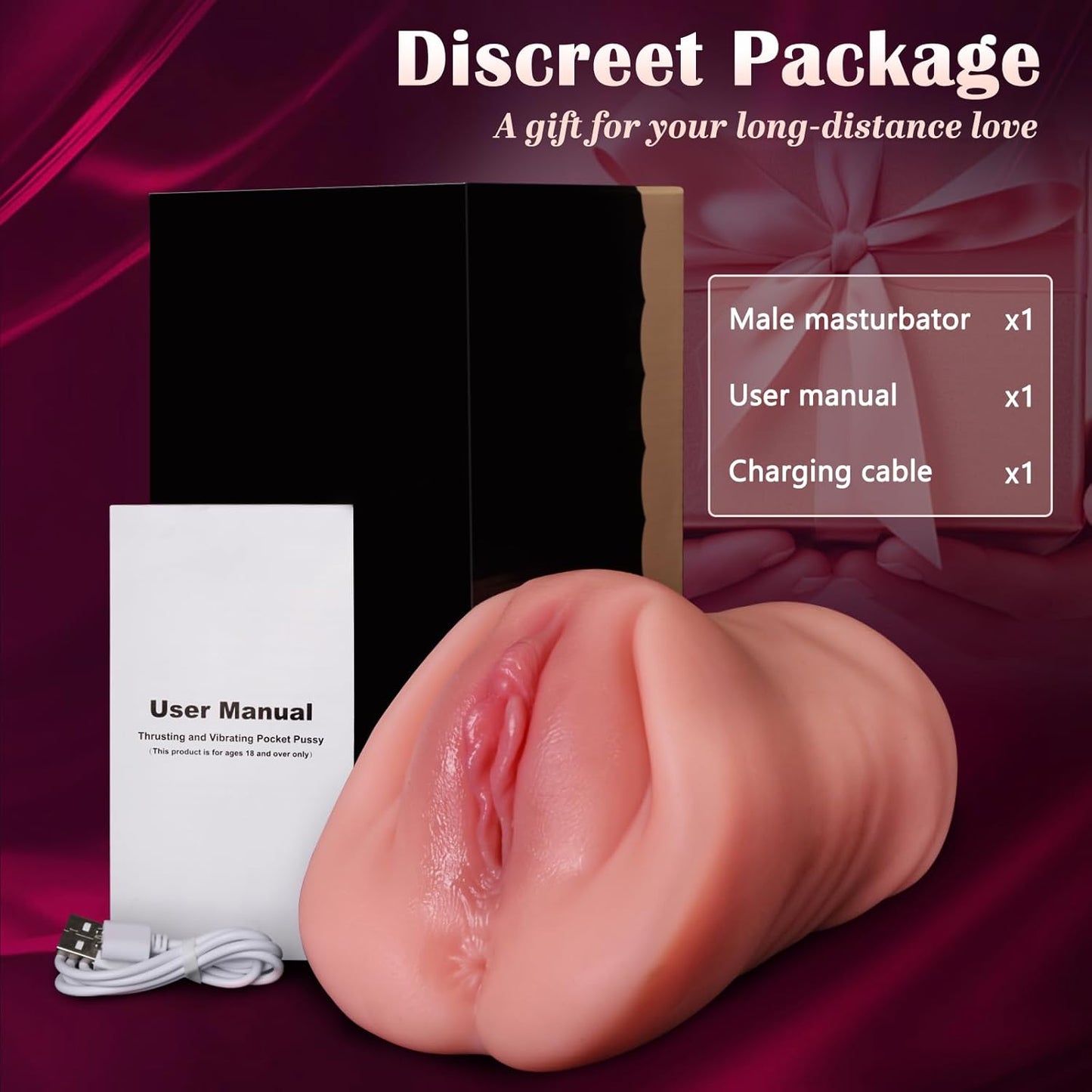 Pocket Pussy Sex Toys for Men - Male Masturbator Sex Doll with 9 Thrusting & Vibrating, App - Controlled Male Sex Toy with Realistic Tight Vagina, Soft Adult Toy for Men Pleasure & Penis Stimulation - SinfulX -