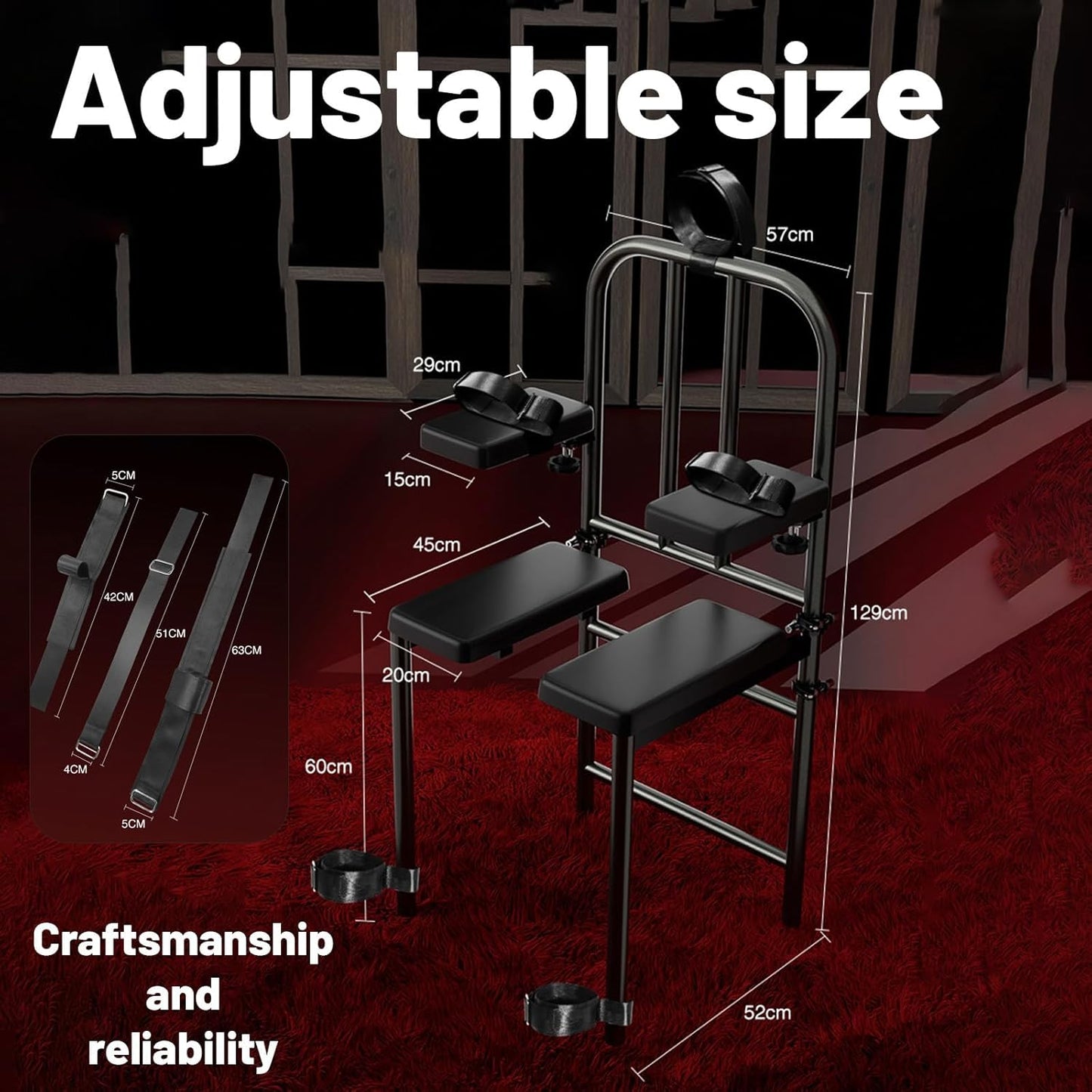 Bondage Furniture, Sex Chair, Sex Bench, BDSM Chair, Adjustable Restraint Wrist Cuffs Included, Ultimate Fully Adjustable Obedience Chair, Novelty BDSM Sex Toy for Adult Game. - SinfulX -