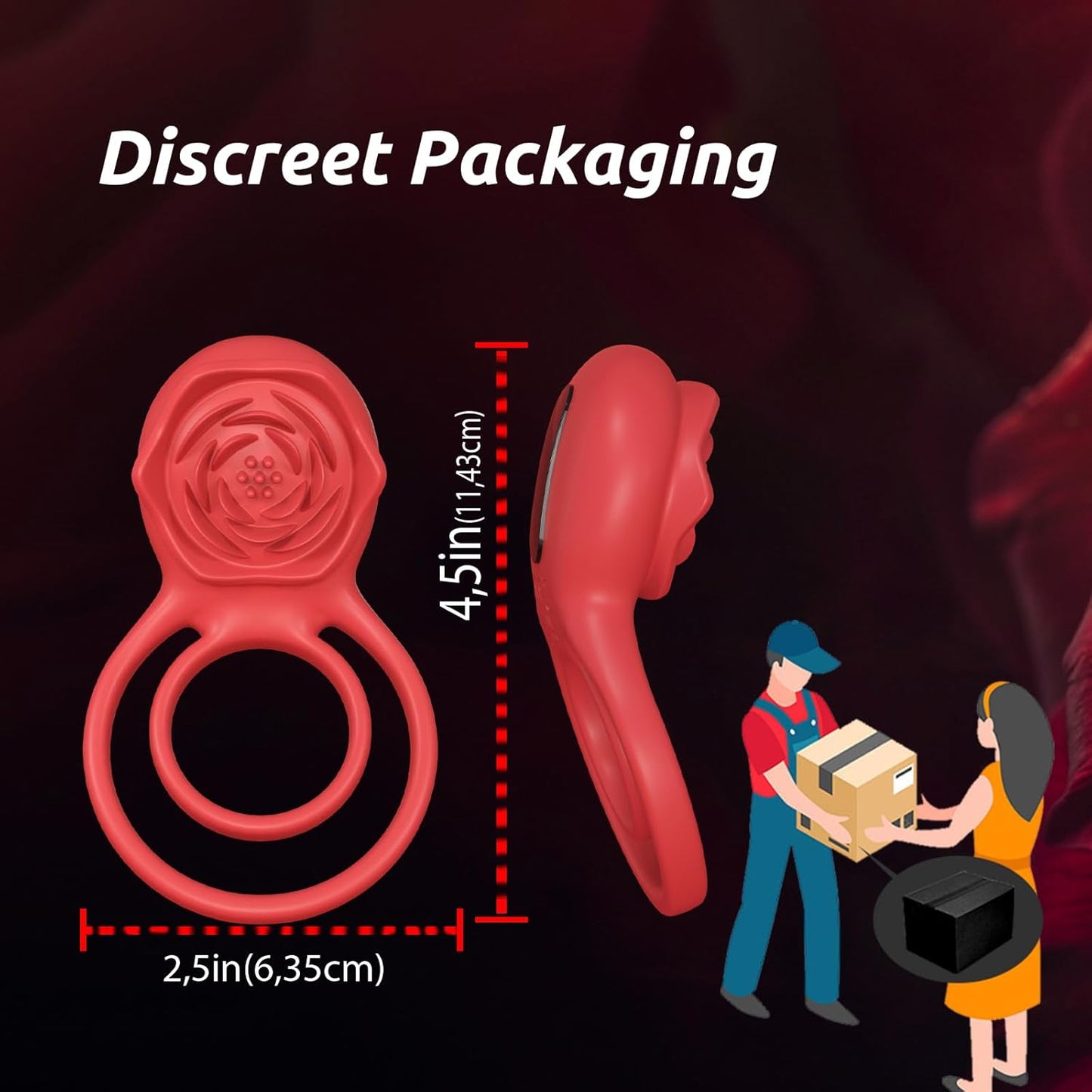 PetalGrip Rose Cock Ring Clit Stimulator 7 Modes Silicone - SinfulX - Personal Care > Sexual Wellness > Couples Cock Ring