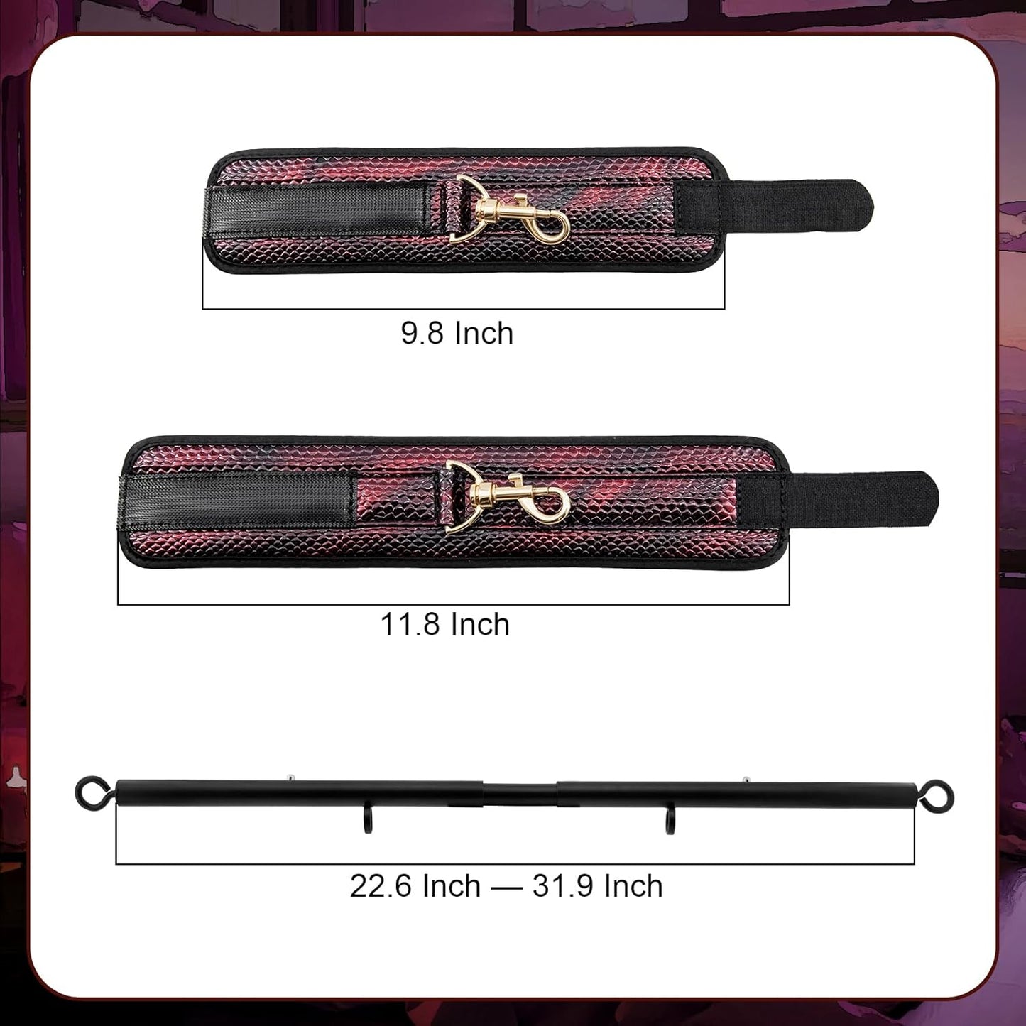 Leg Spreader Bar Adjustable Bondage Restraint BDSM Set Wrist Ankle Straps Connecting Rods for Customizable Adult Play Scenarios (One Piece Set) - SinfulX -