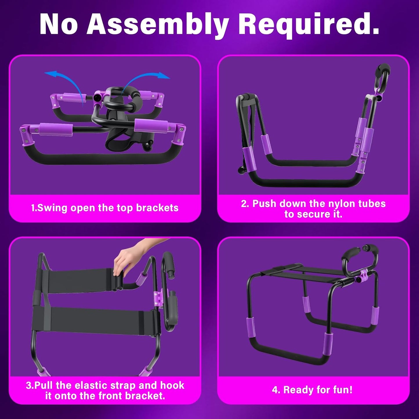 Foldable Sex Chair with No Assembly Required Design,Bdsm Sex Furniture with Adjustable Handrails, Sex Position Enhancer Chair Love Position Aids Sex Toy Sex Bench for Women Couples Adult (Black) - SinfulX -