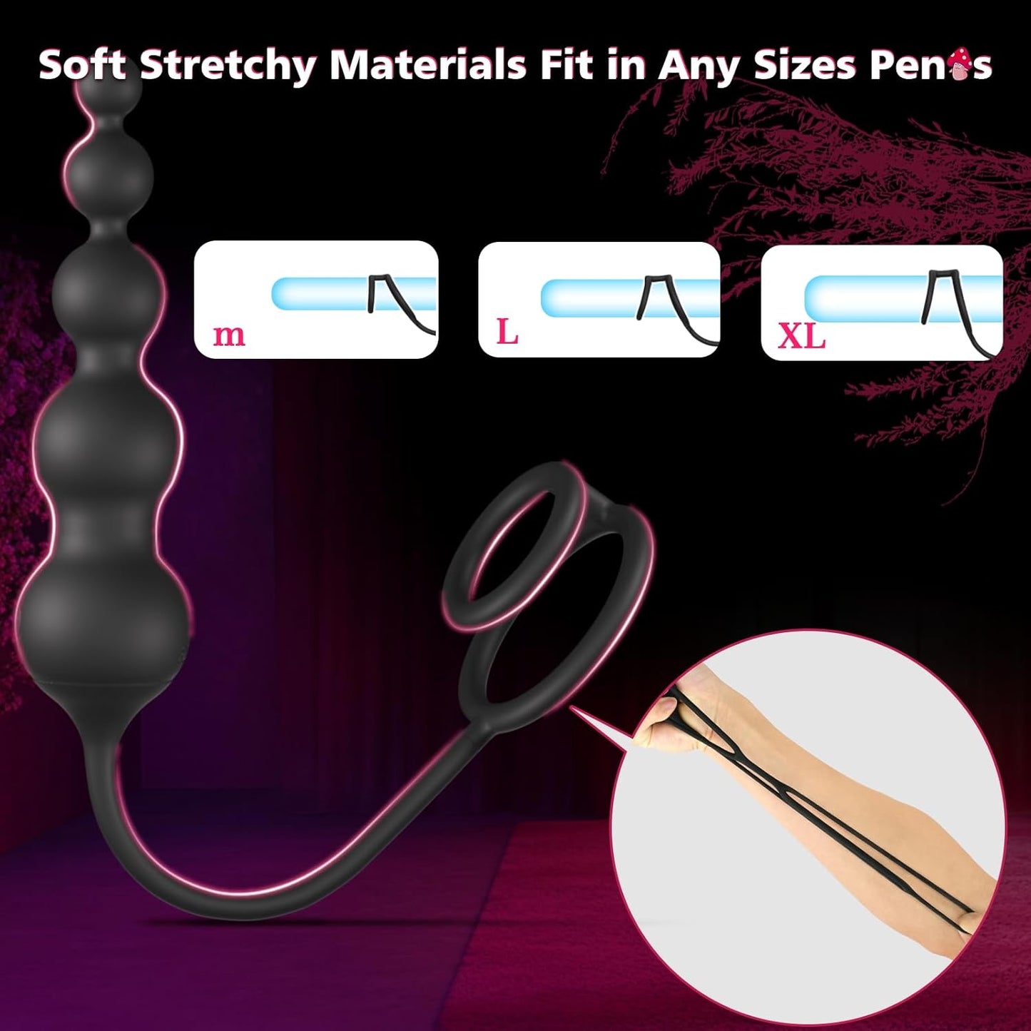 Anal Beads Couples Male Adult Sex Toys - Vibrating Anal Butt Plug with Cock Ring, Strap on Anal Dildo, Remote Control APP Prostate Massager Penis Ring Vibrator with 9 Vibrations, Sex Toy for Men