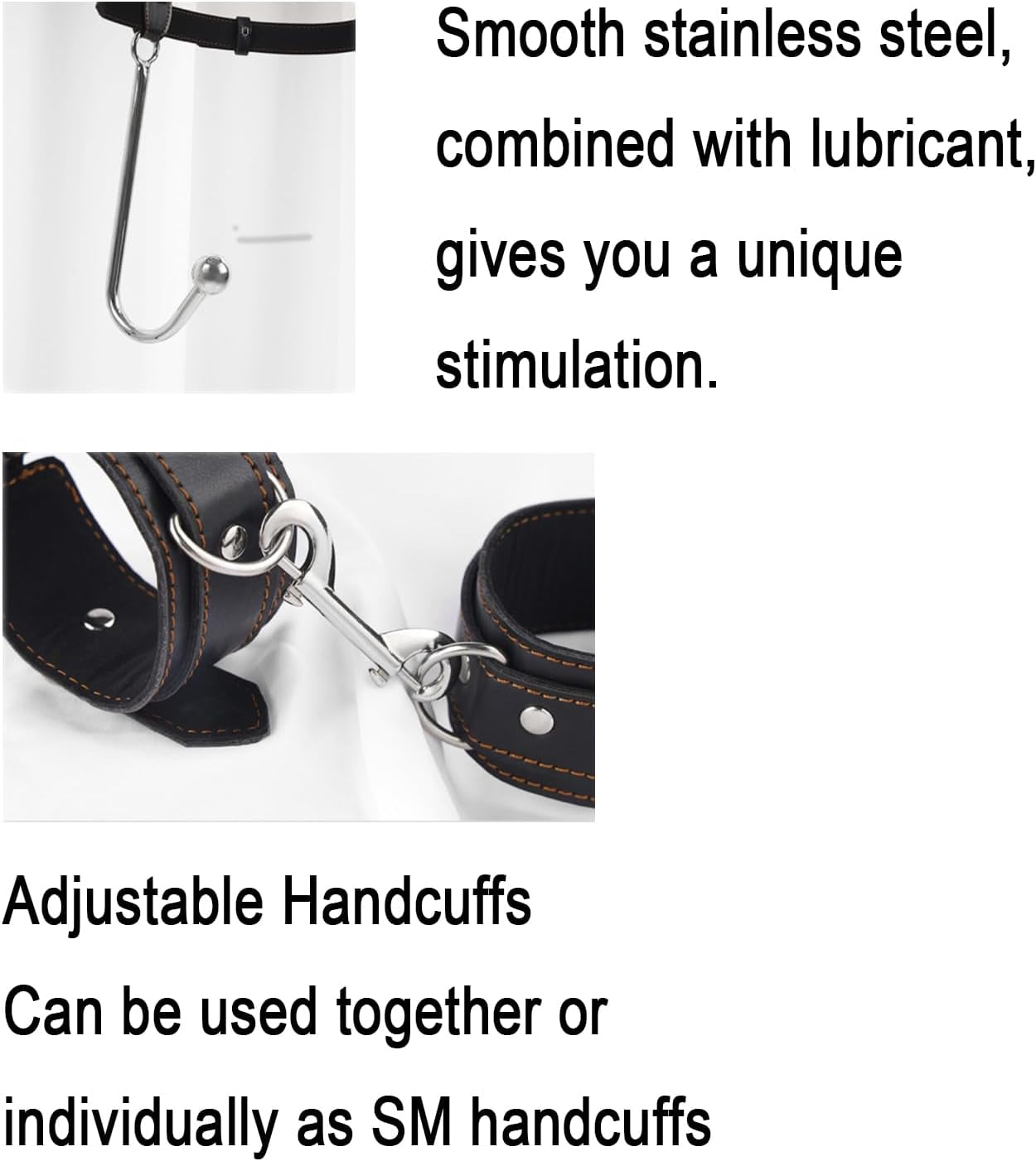 Anal Hook BDSM Sex Bondage, Ball Gag Restraints Kit, Sex Toys for Couple Adjustable behind Back Handcuffs Bondage Restraints Set, Bed SM Adult Sex Game Play, Sex Toys for Beginner - SinfulX -