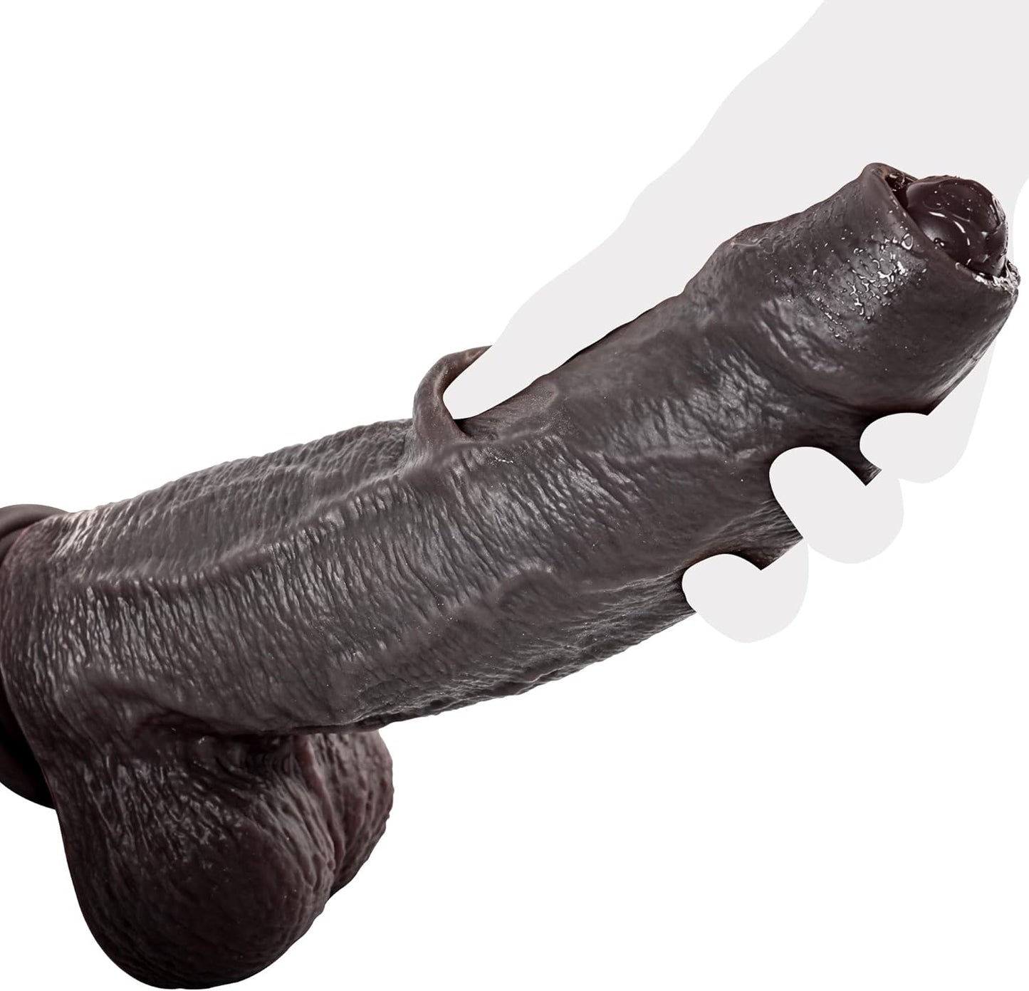 2.4IN Diameter Huge BBC Uncut Dildo, Realistic Big Black Dildo with Movable Foreskin, Real Skin Thick Fake Penis G - Spot Stimulation Adult Sex Toys for Men/Women for Anal Play with Strong Suction Cup - SinfulX -
