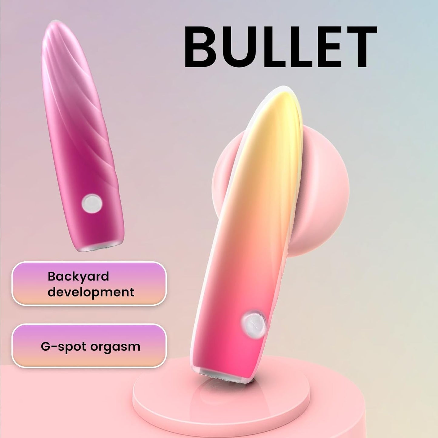 G Spot Bullet Vibrator for Women, Portable Mini Pocket Vagina Stimulator, Waterproof Adult Sex Toy with 10 Vibrating Modes Full Silicone Rechargeable, Rose Red Yellow