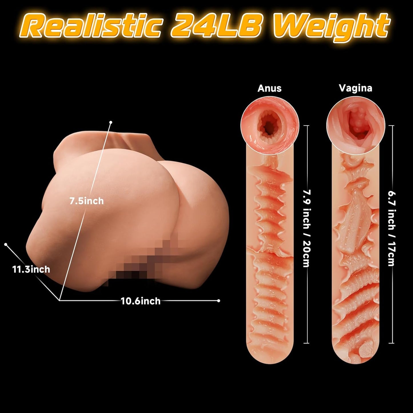 25LB Milf Full Size Sex Doll, Powerful 12 Multi - Level Vibrating Butt Toys Realistic Skin Texture Soft Big Ass & Pussy Female Sex Toys 2 Extended Channel Tight Vagina & Anal Sexual Pleasure Tools - SinfulX -