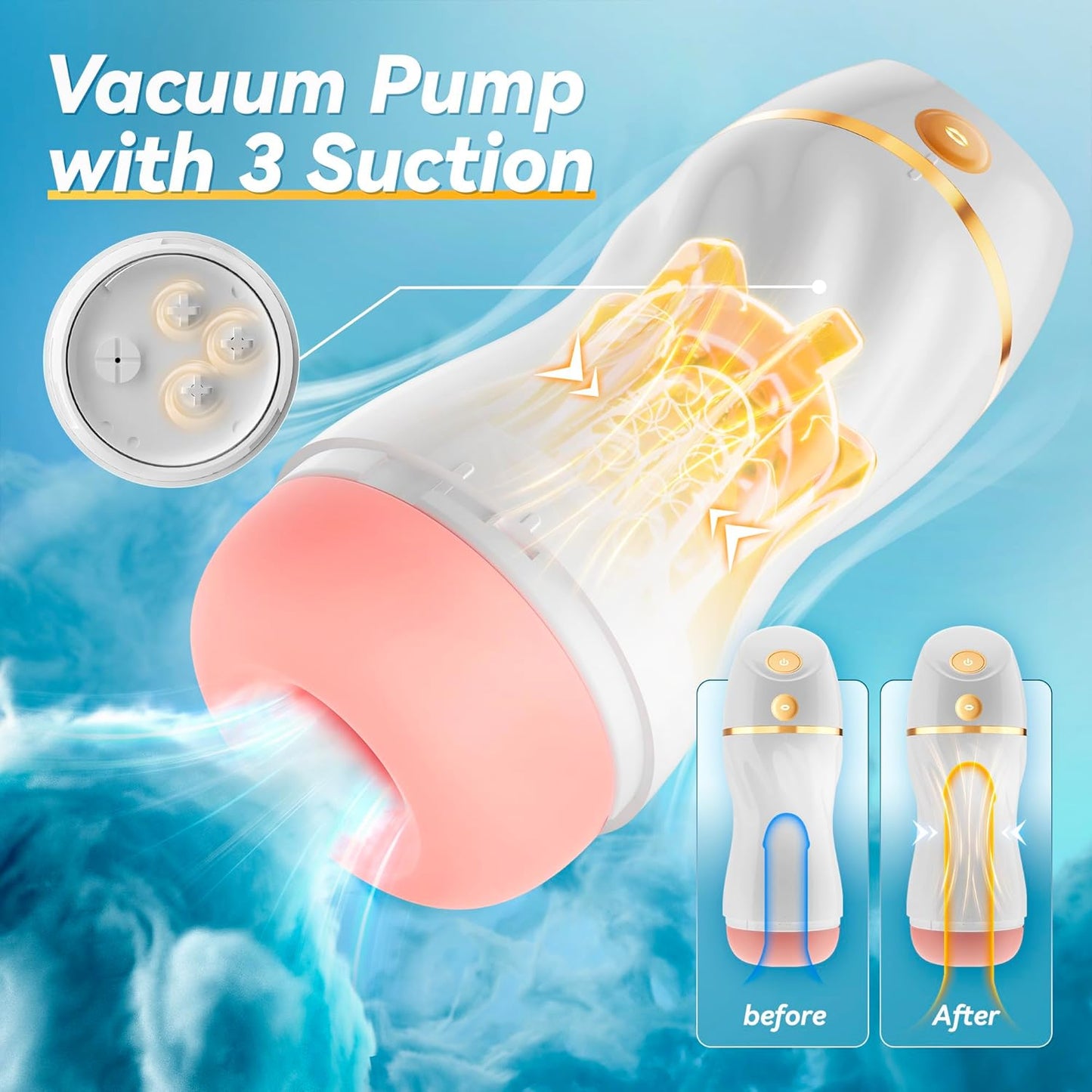 AI Interactive Sucking Male Masturbators - 7 Vibration & Suction Hands Free Pocket Pussy Male Stroker with 3D Realistic Textured, Blowjob Toy Penis Pump Adult Male Sex Toys for Men Sex Machine - SinfulX -