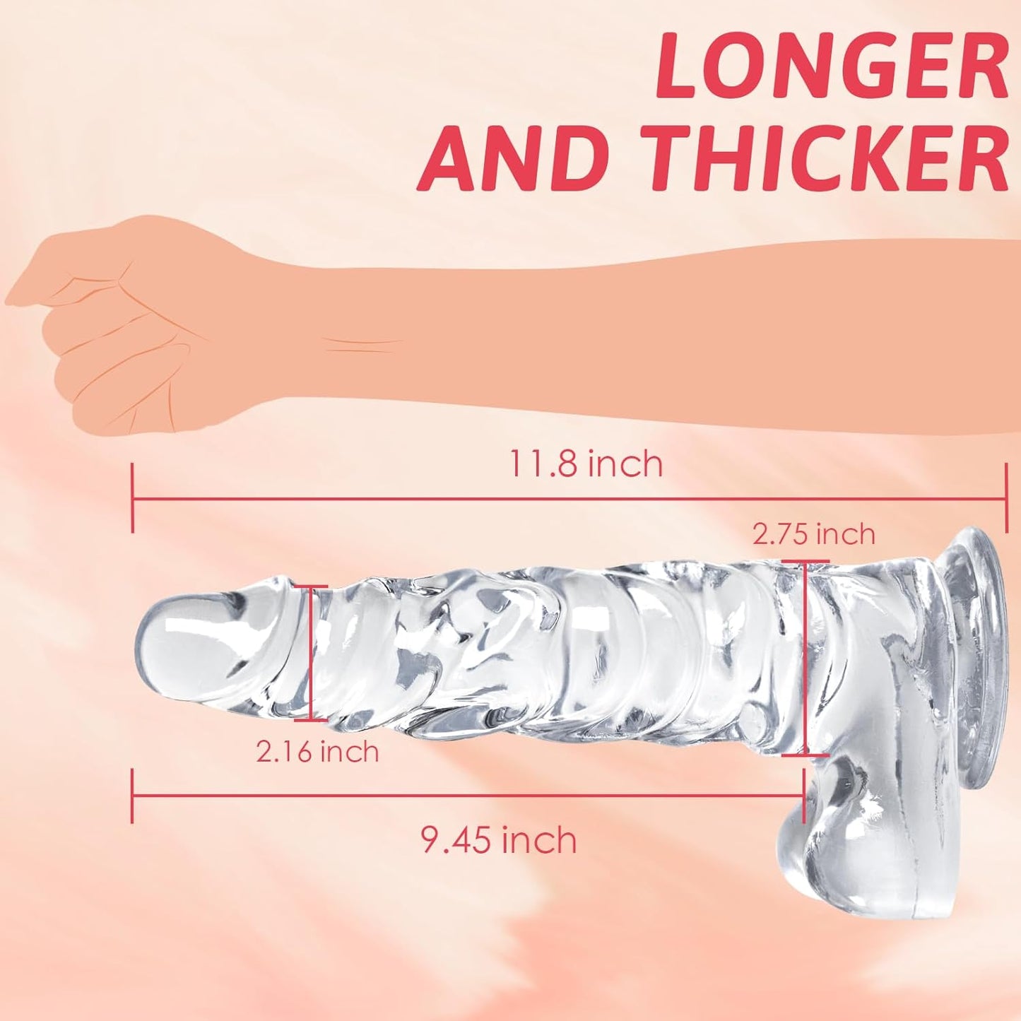 MoonRipple 11.8" Advanced Clear Dildo - SinfulX
