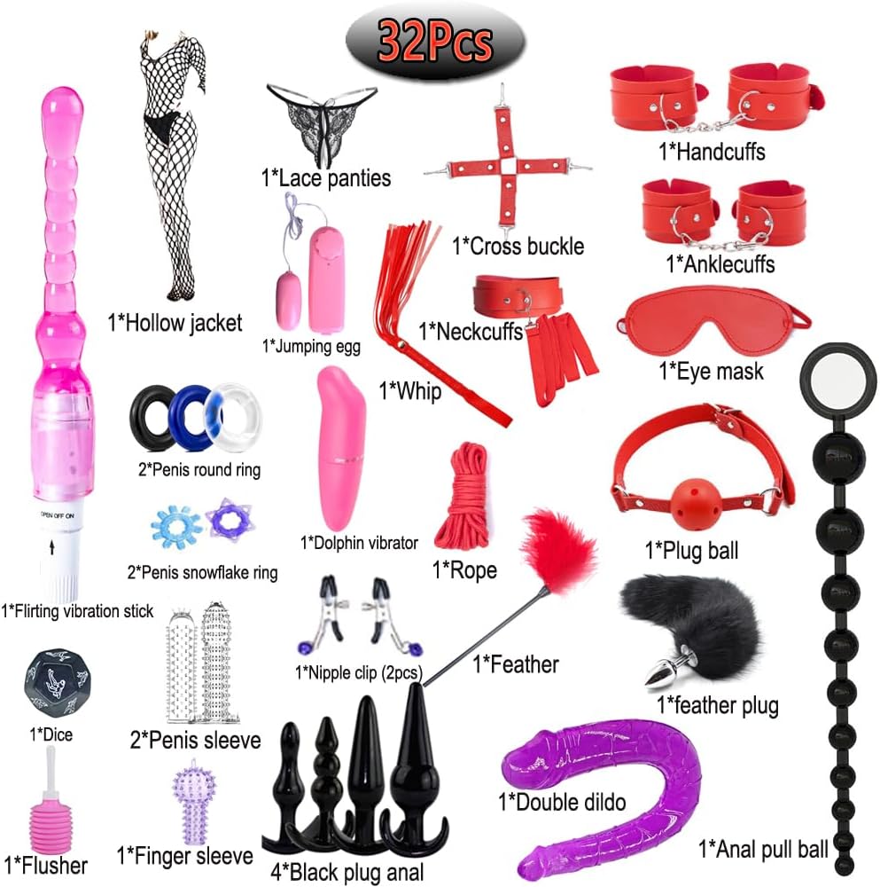SereneBound BDSM Couples' 32 Pcs Restraint Kit