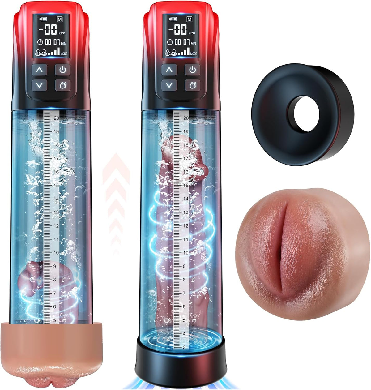 Electric Penis Pump Sex Toys for Men - Penis Extender Dick Pump for Men Erection, Automatic Male Masturbator with 5 Training Suction Modes, Male Sex Toy Penis Vacuum Pump with Mini Pocket Pussy - SinfulX -