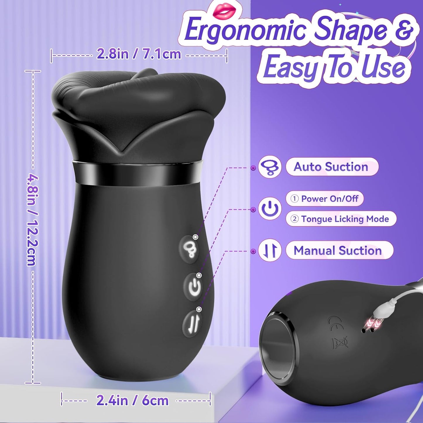 Vibrator Adult Sex Toys for Women - 5IN1 Mouth Sucking Vibrator Rose Sex Toy, 10 Tongue Licking, 3 Auto & 1 Manual Sucking Adult Toys New APP, Anal Clit Nipple Vibrators Female Couples Sex Toys - SinfulX -