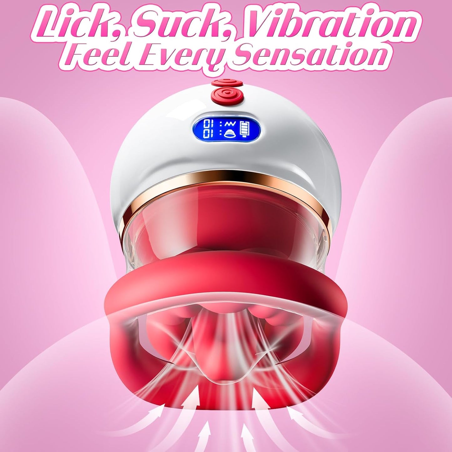 Sucking Vibrator Rose Sex Toy - 5 in 1 Kiss Lover Women Sex Toys Mouth Vibrator Tongue Toy with LCD, 10 Sucking & 10 Tongue Licking & 10 Vibrating, Clit Nipple & Anal Toys for Female Couples - SinfulX -