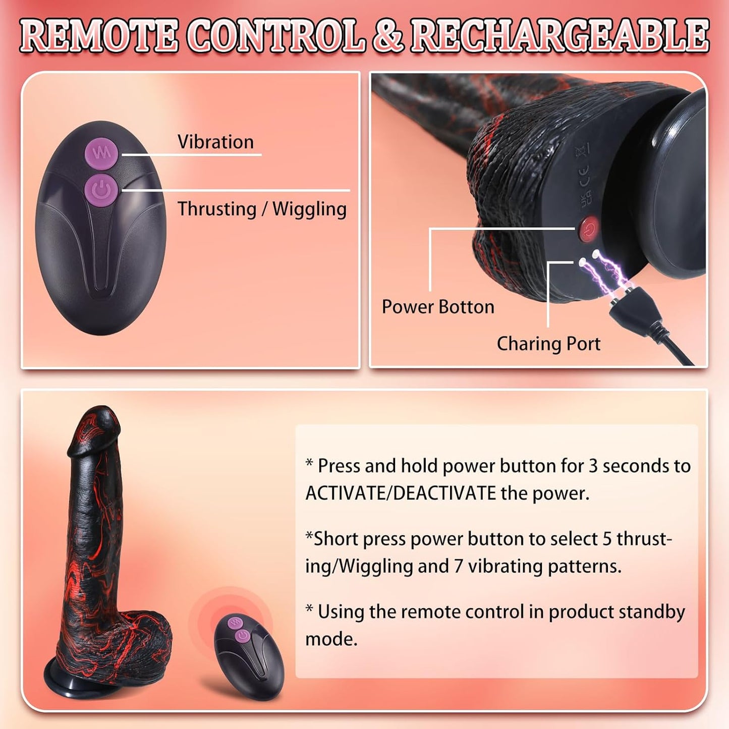 DeepGlide 10” Thick Thrusting Dildo Vibrator