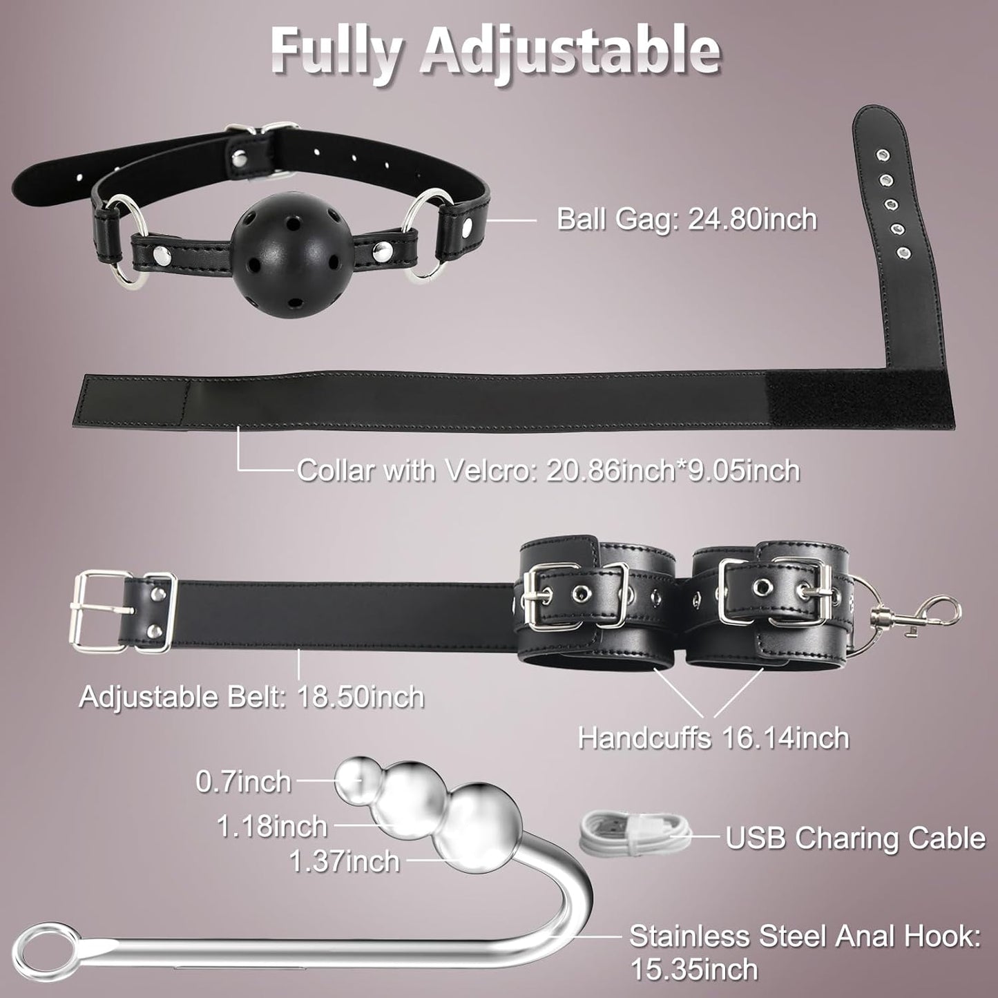 FawnCurve Vibrating BDSM Anal Hook & Bondage Restraints Kit