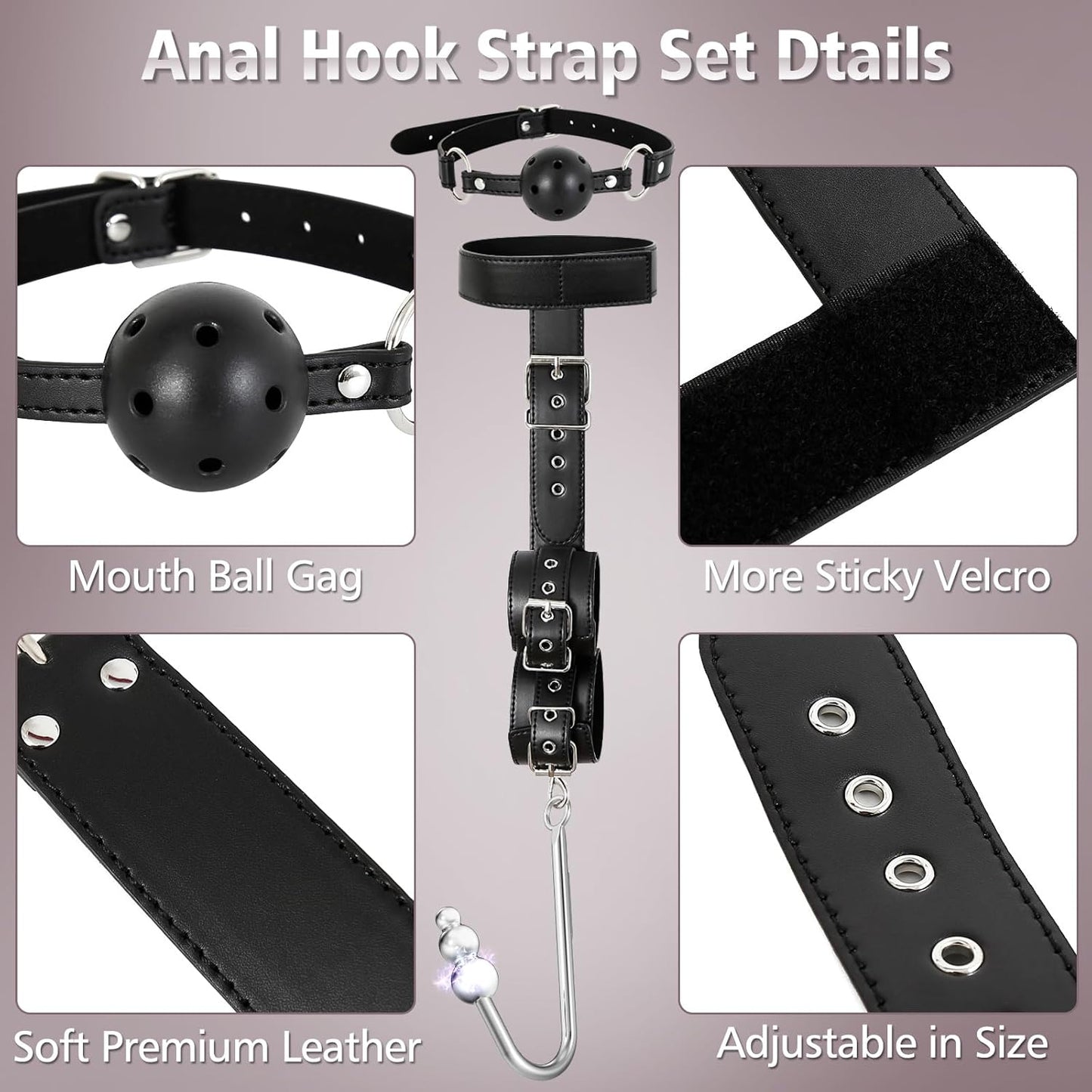 FawnCurve Vibrating BDSM Anal Hook & Bondage Restraints Kit