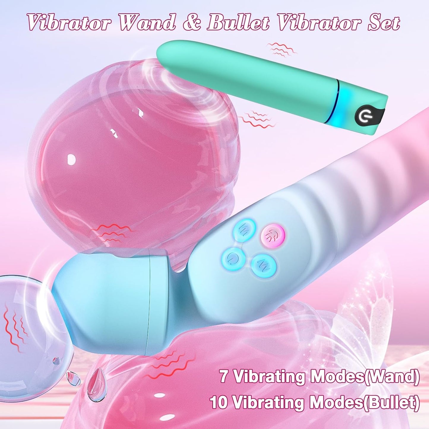 HeatTremor Clitoral Stimulator Wand & Bullet Vibrator Set