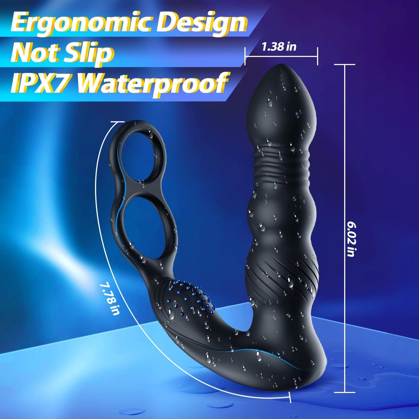 PrimeSurge 3 - in - 1 App - Controlled Anal Vibrator with Double Cock Rings - SinfulX