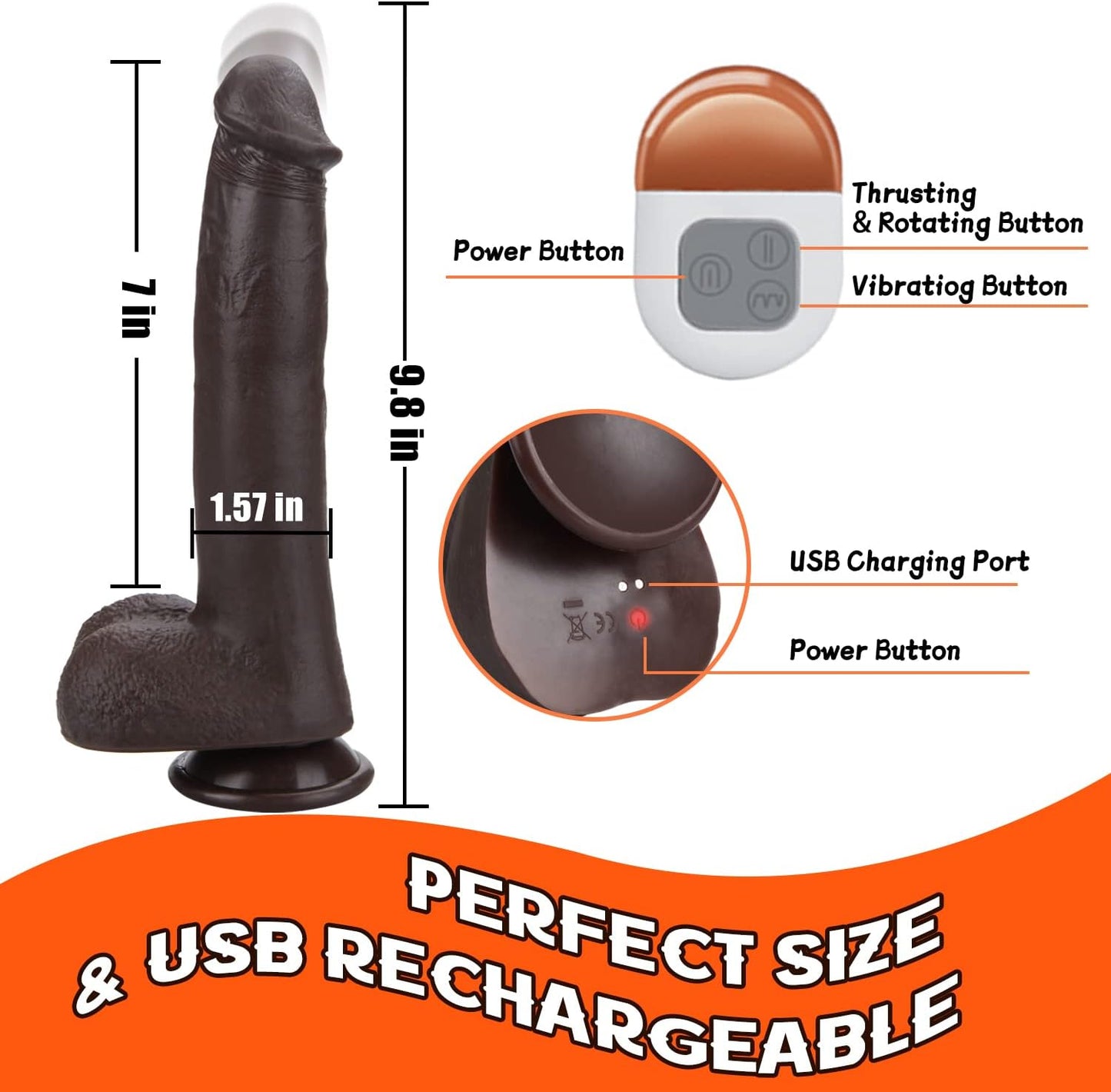 FinesseTease 9.8" Thrusting Dildo Vibrator
