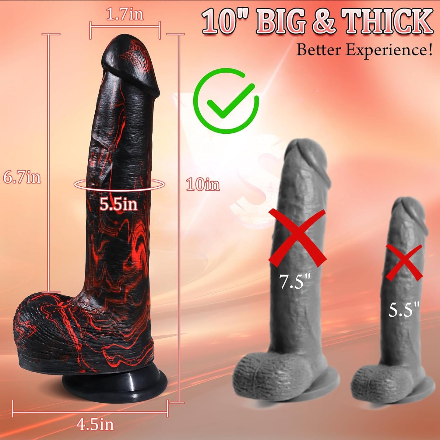 DeepGlide 10” Thick Thrusting Dildo Vibrator