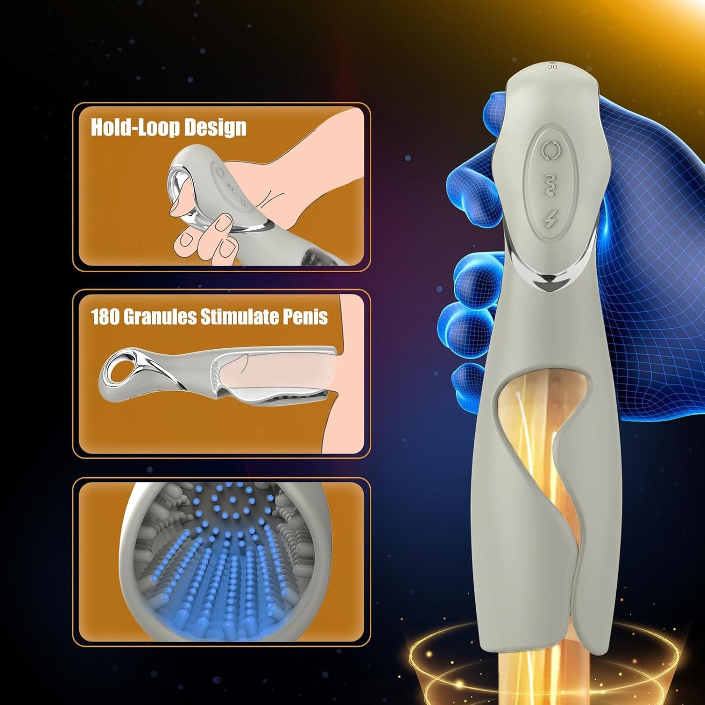 LuxeGrip Premium 10 Vibrating Patterns Male Masturbator