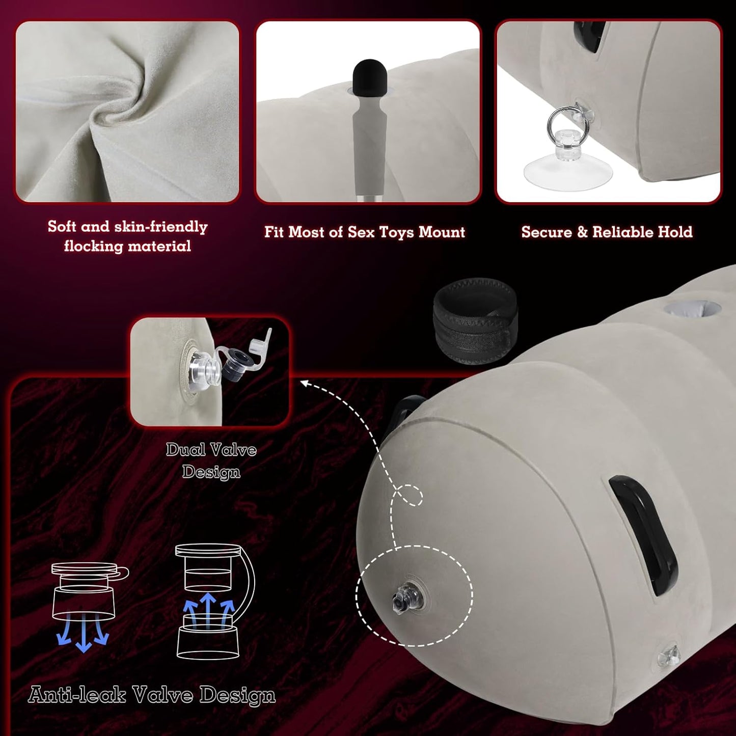 AirBond Inflatable BDSM Pillow with Restraints & Toy Mount - SinfulX - Personal Care > Sexual Wellness > Sex Pillow