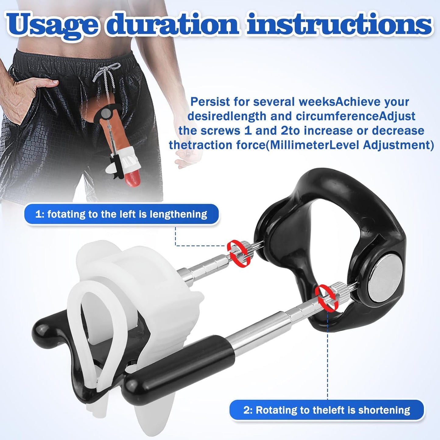 Penis Extender Penis Pump Sex Toys for Men, Adjustable Penis Extension Stretcher, Wearable Sex Toys - Pumps & Enlargers, Easy to Install, Penis Enlargement Traction Device - SinfulX -