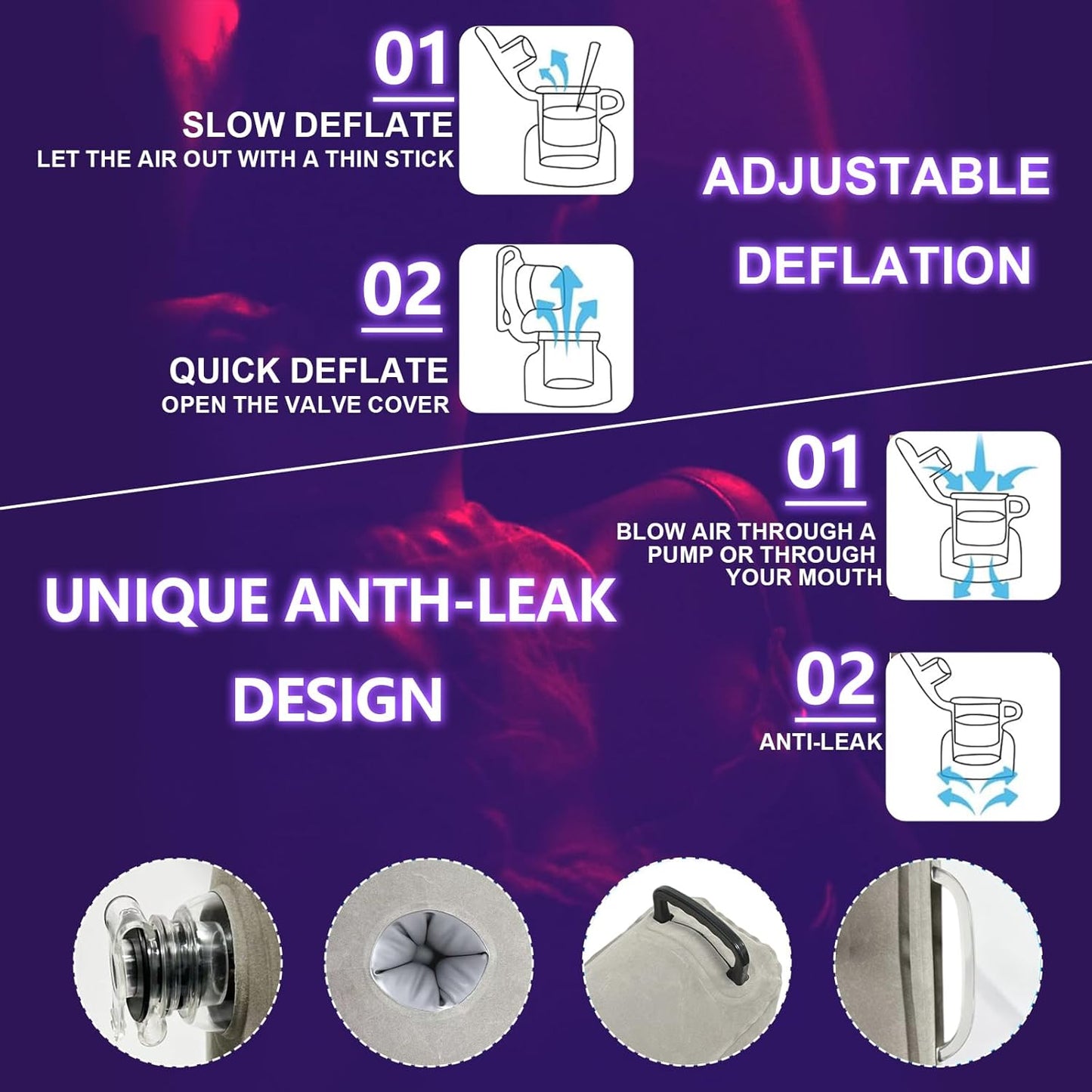 MaxLift Inflatable Mount Pillow with Cuffs & Bands Set - SinfulX - Personal Care > Sexual Wellness > Sex Pillow