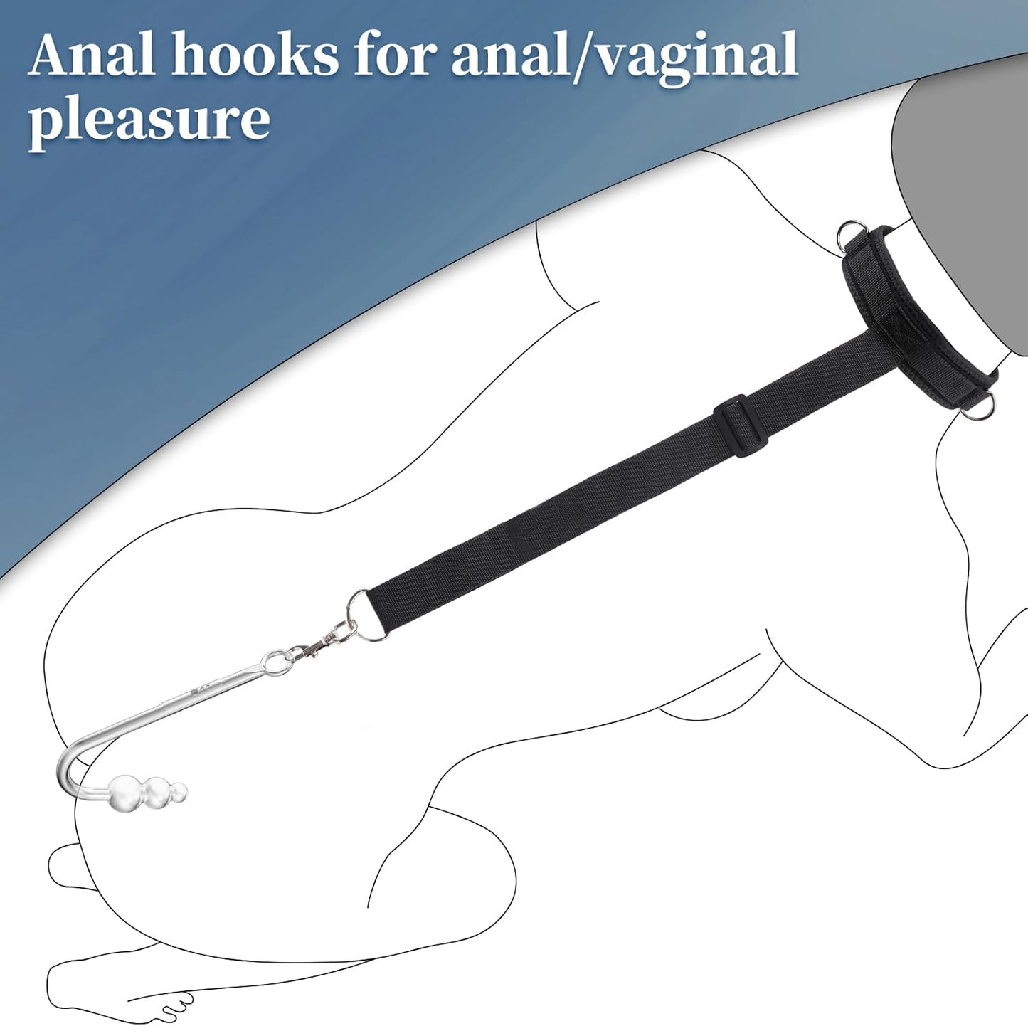 Vibrating Anal Hook BDSM Sex Bondage - Neck to Wrist Restraints Kit, Sex Toys for Couple Adjustable behind Back Handcuffs Bondage Restraints Set, Bed SM Adult Sex Game Play, Sex Toys for Beginner