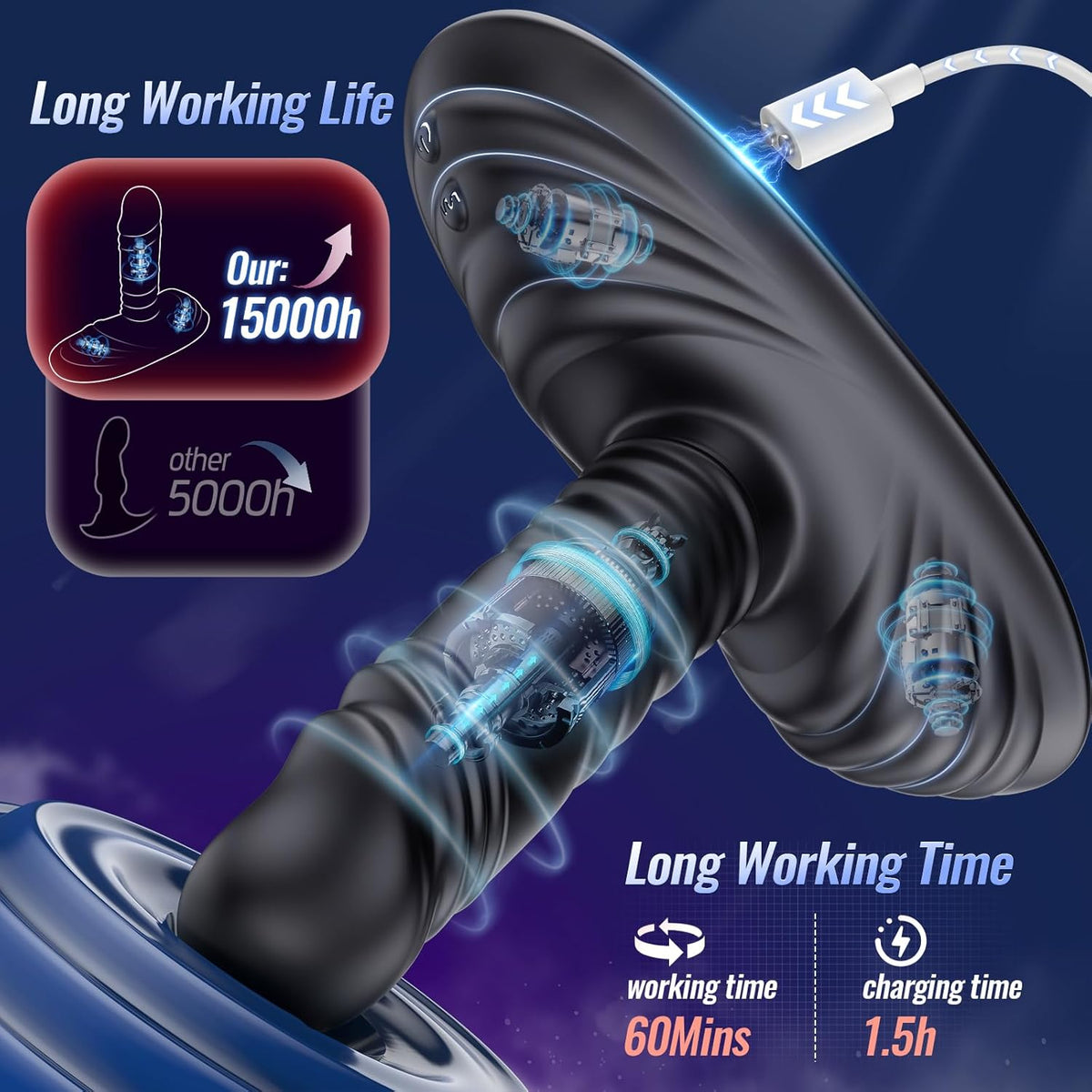 Prostate Massager Anal Dildo Anal Toys, Grinder Butt Plug Male Sex Toys for Men Women Sex Toy Adult Toys 9 Vibrating 3 Thrust, Anal Plug G Spot Vibrator Ride Anal Beads Strapless Strap - On Dildo - SinfulX -