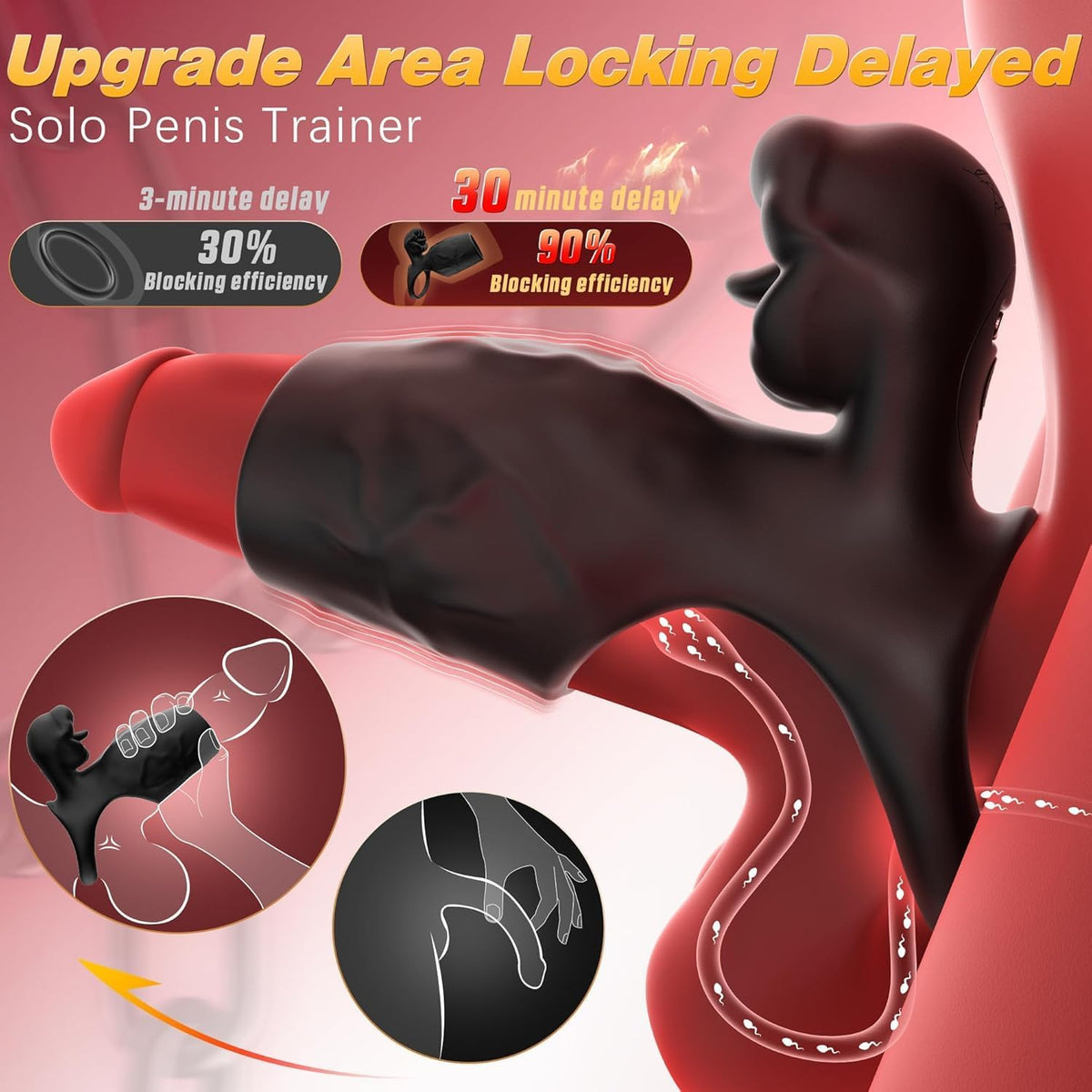 Vibrating Cock Ring with Penis Sleeve, Male Sex Toys for Men Extender Stronger Shock Vibrator 9 Modes Long Tongue Licking Clitoral Stimulator, Enhancing Lasting Couple Sex Toys