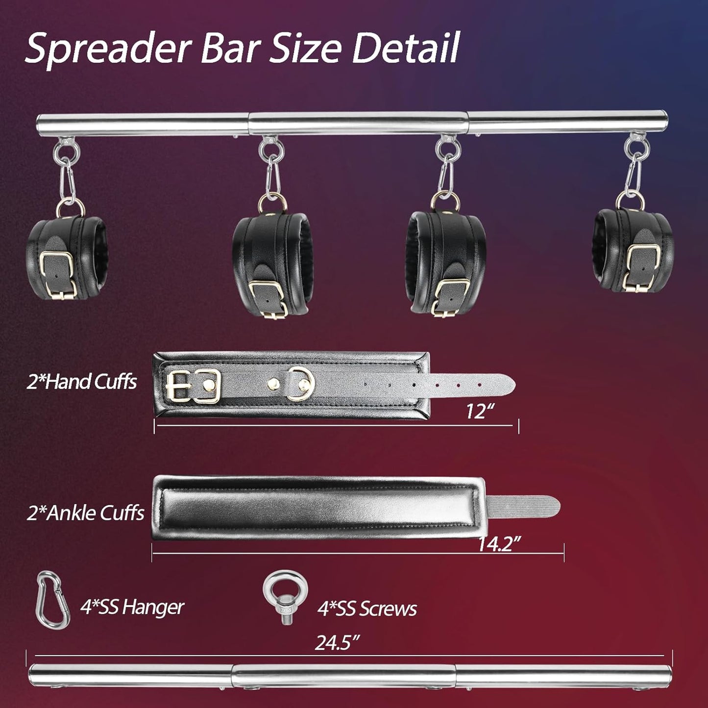 BDSM Bondage Restraints with Handcuffs Ankle Cuffs for Couples Spreader Bar Sex Toys Bondage Gear & Accessories Adjustable Bondage Kit Adult Sex Toys & Games - SinfulX -