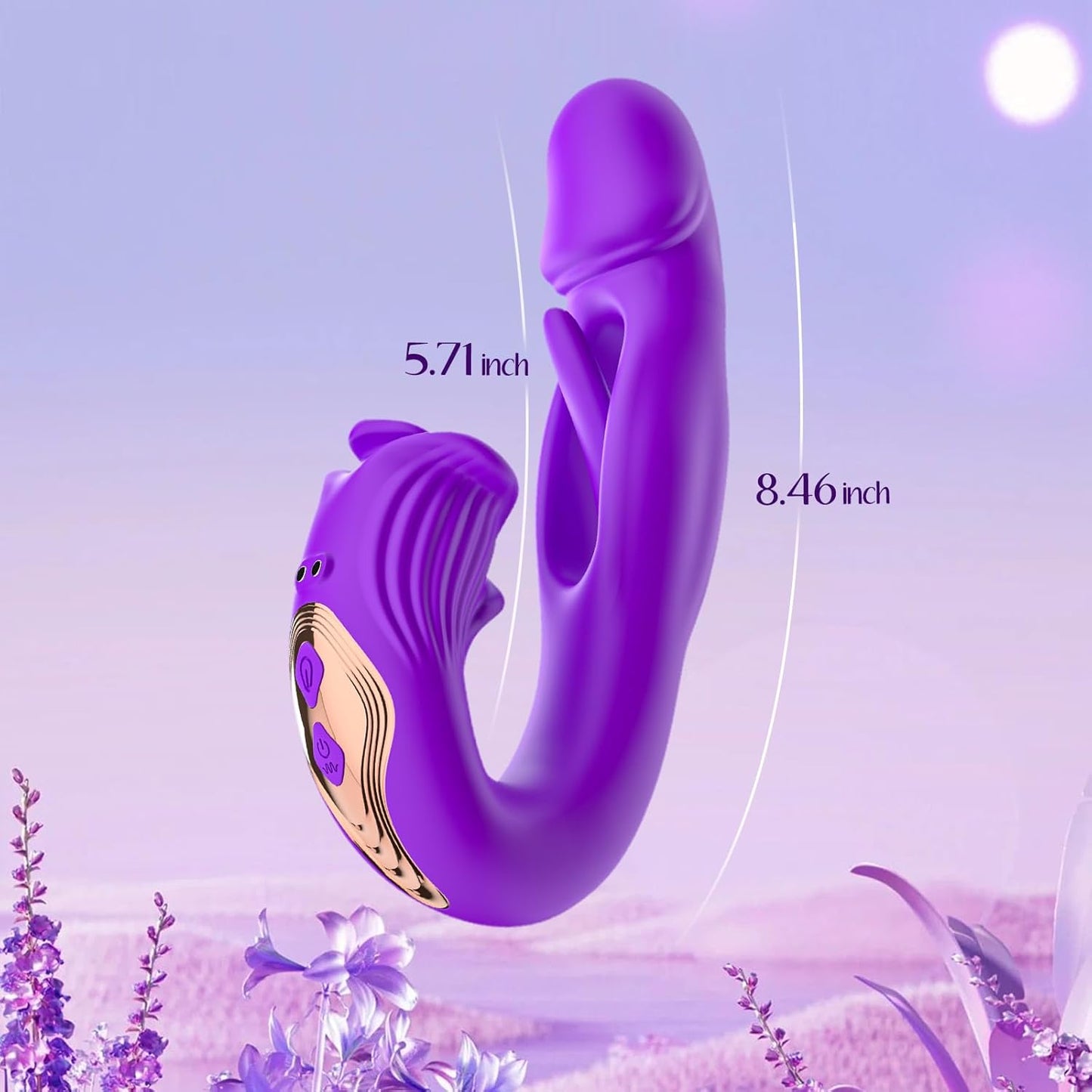 Vibrator Rabbit Dildos Sex Toys for Women G Spot Vibrator Finger Massager with 9 Vibration & Flapping, Rose Clitoral Anal Nipple Stimulator, 3 in 1 Adult Sex Toys for Female Couple Games