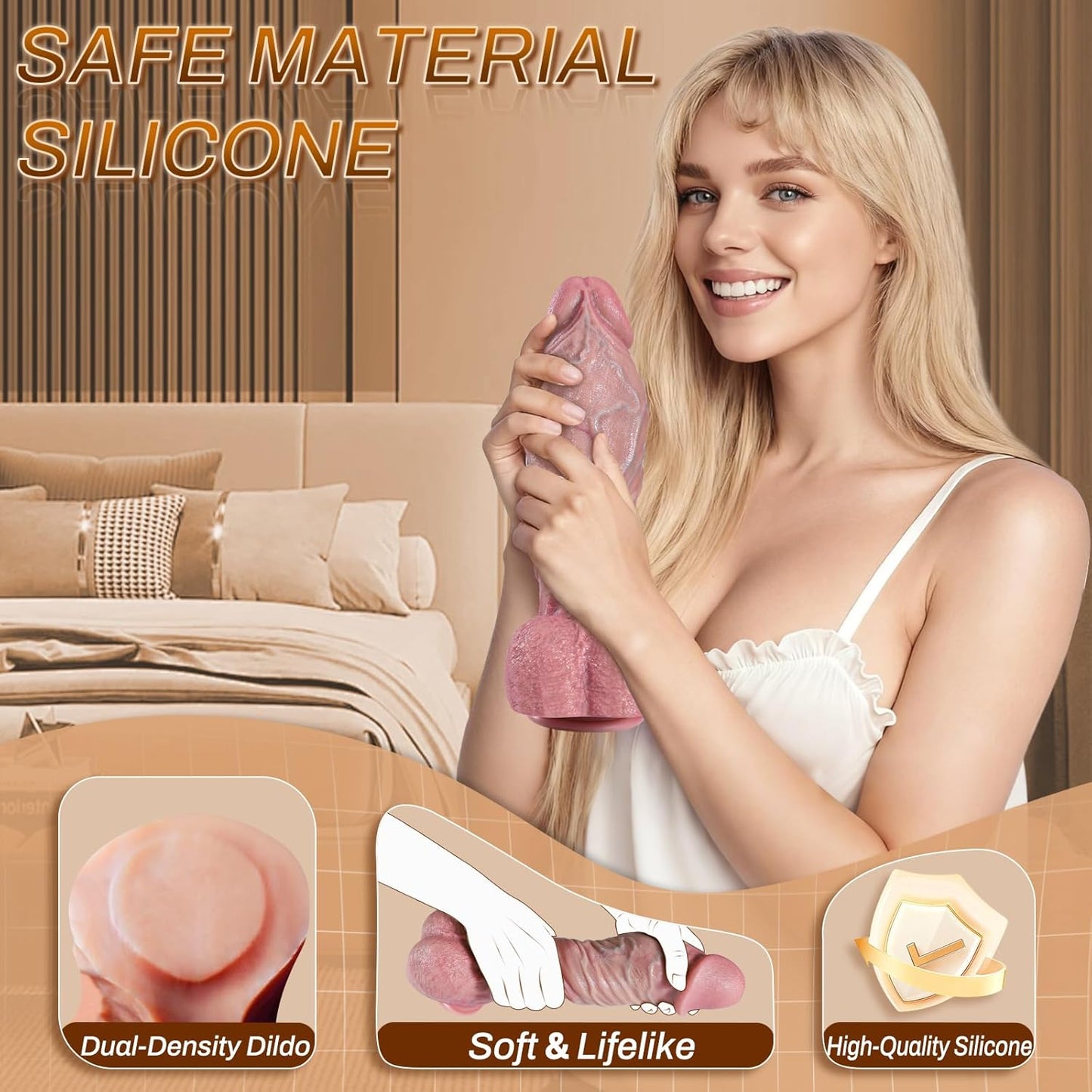 11 Inch Huge Dildo - 2.75'' Diameter Realistic Veined Thick Dildos, Silicone Huge Big Dildo Suction Cup Hands - Free Adult Toy, Giant Massive Anal Dildo Sex Toys for Men Women Gay - SinfulX -