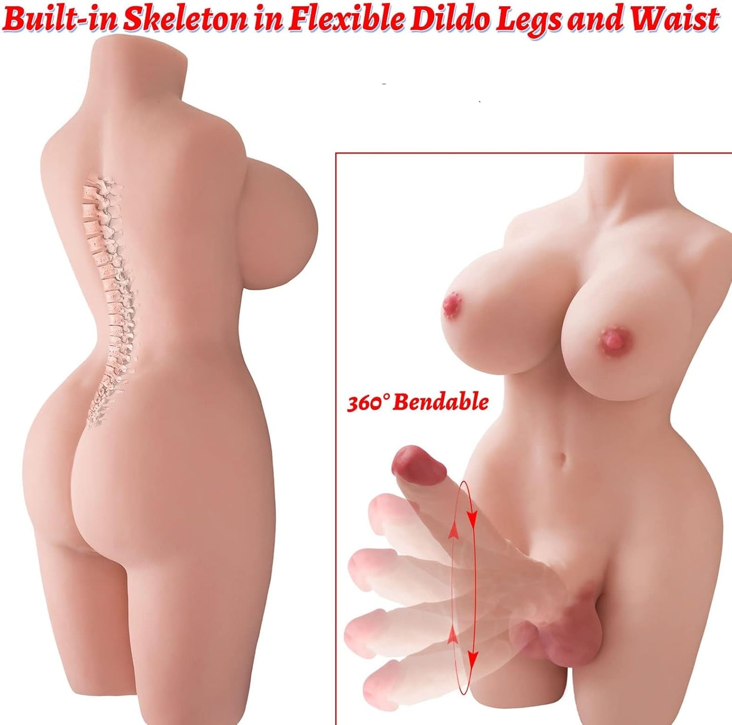 Shemale Sex Doll for Women Sex Torso with Huge Dildo Sex Doll Full Body Trans with Big Penis Torso Male Masturbator Adult Sex Toys for Men - SinfulX -