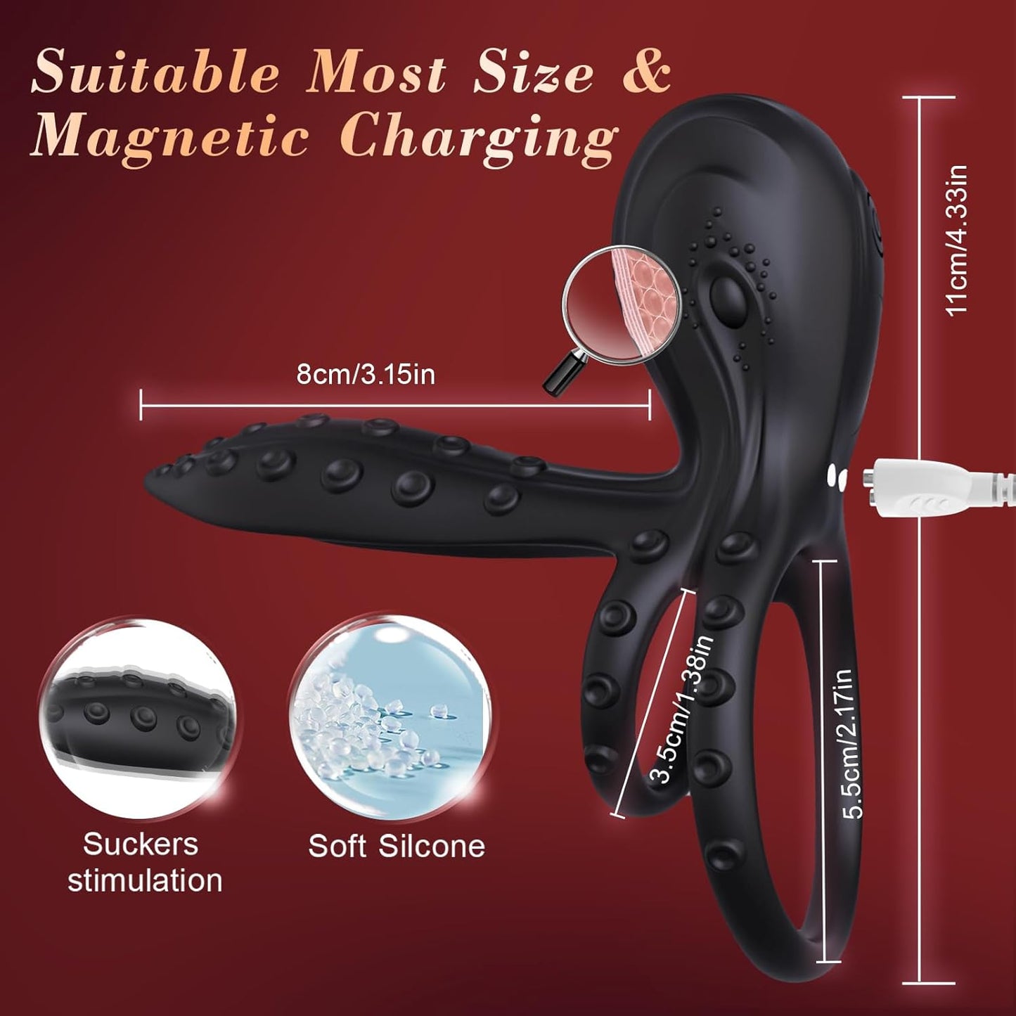 TentraPulse Tentacle Cock Ring Clit Stimulator 10 Modes - SinfulX - Personal Care > Sexual Wellness > Couples Cock Ring