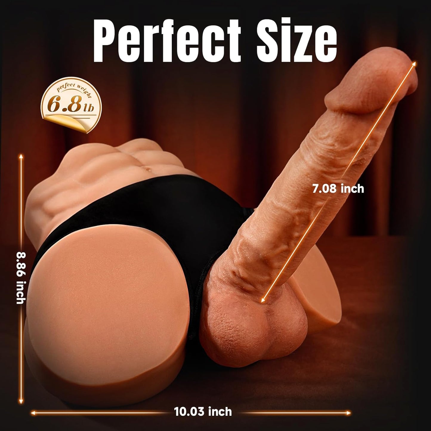 6.8LB Male Sex Doll with Dildo, Adult Torso Sex Doll Toys with 7.08In Huge Dildos for Women Masturbation, Unisex Masturbator Sex Toy with Penis Tight Anal for Gay Les Men Couple - SinfulX -