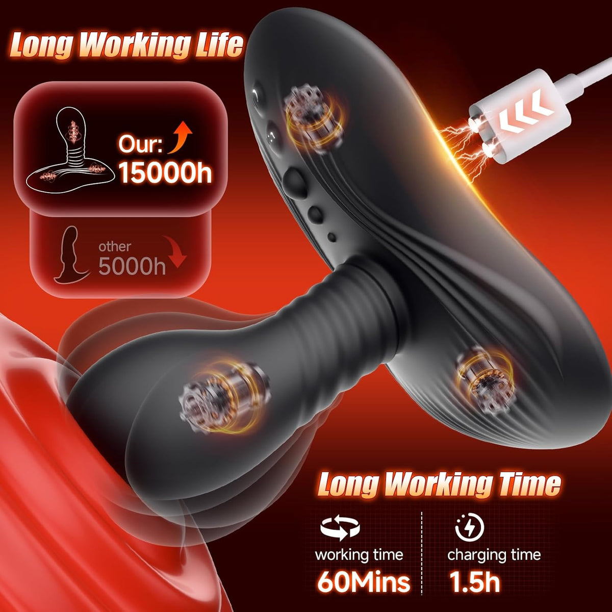 Prostate Massager Anal Dildo Anal Toys, Riding Grinding Strap - On Dildos Adult Toys with 9 Rotating & Vibrating Suction Cup, Butt Plug Male Sex Toys for Men Sex Toy Anal Plug G Spot Vibrator New - SinfulX -
