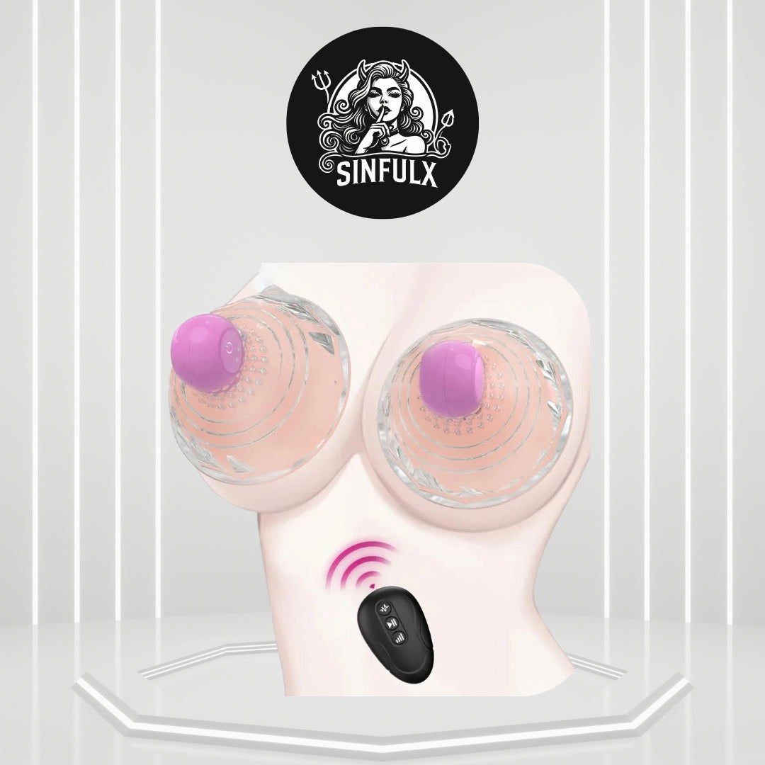 Remote - Controlled Vibration Nipple Teasers - SinfulXVibrating Nipple Clamps