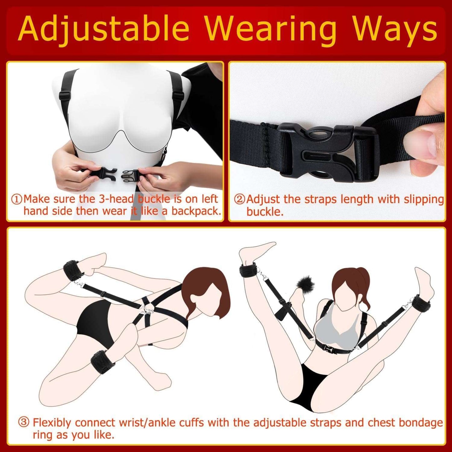 Triple - Point BDSM Restraint Set for Chest, Hands & Ankles - SinfulX