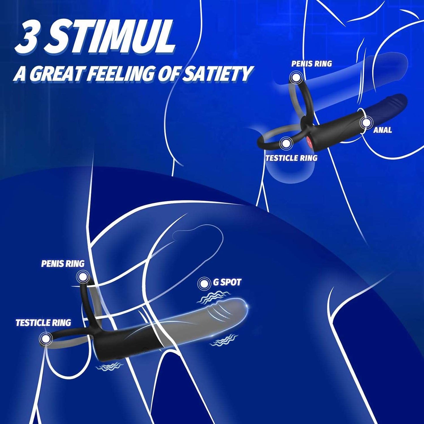 Enhanced Vibrating Pleasure Penis Ring Butt Plug Dildo - SinfulX